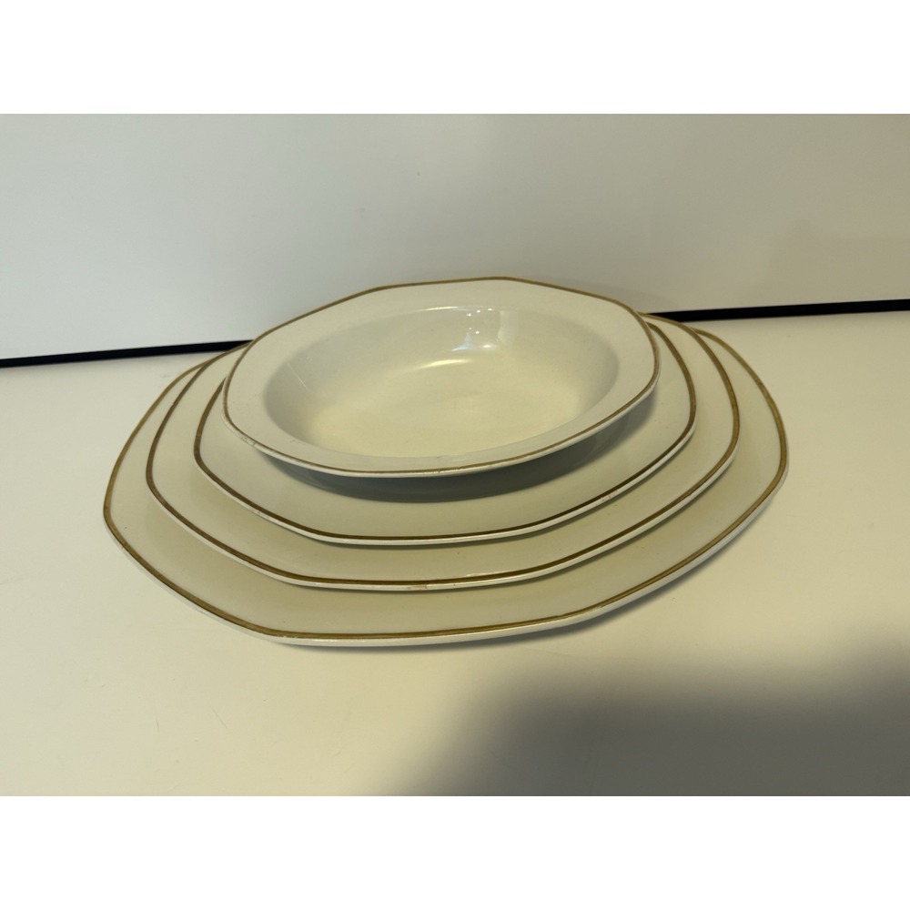 Rare WH Grindley Excelsior Antique Ironstone Octagonal Platters + Oval Bowl 1910 - Picture 5 of 16